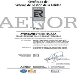 Certificado AENOR del servicio publico oficial de transporte